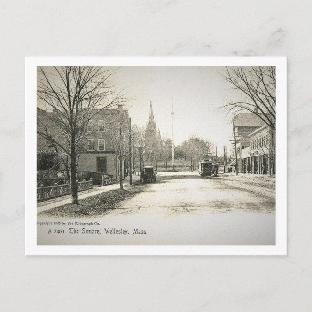 Wellesley, Massachusetts, Der Platz, Vintag Postkarte (Vorderseite)