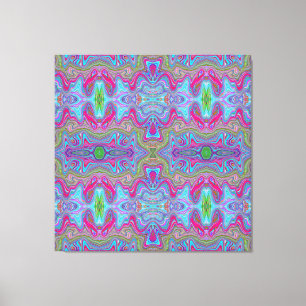 Wellig Himmelblau Mehrfarbiges Trippy-Muster Leinwanddruck