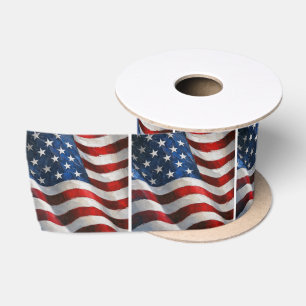 Wellig wehende amerikanische Flagge Impasto-Malere Satinband