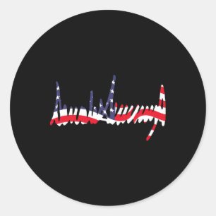 Wellige amerikanische Flagge 47. Präsident Untersc Runder Aufkleber