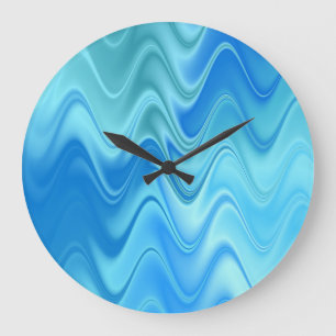 Wellige Blaue Abstraktion Große Wanduhr