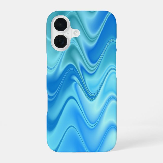 Wellige blaue Abstraktion iPhone 16 Hülle (Rückseite)