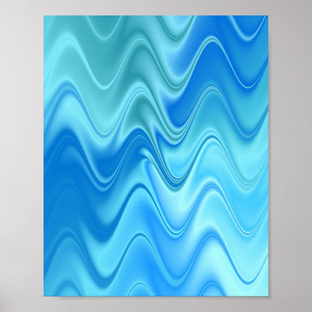 Wellige Blaue Abstraktion Poster (Vorne)