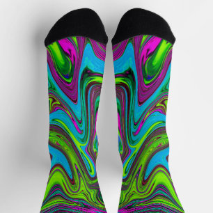 Wellige grüne, blaue und magentafarbene abstrakte socken