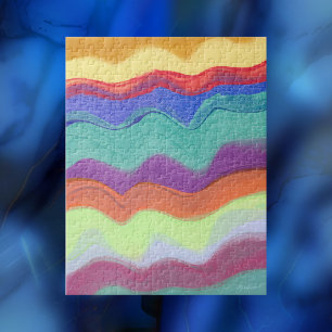 Wellige horizontale Streifen, abstrakte Malerei Puzzle