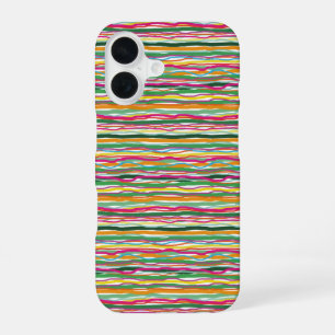 Wellige Linien Erde Ton Hippie All Over Druck iPhone 16 Hülle