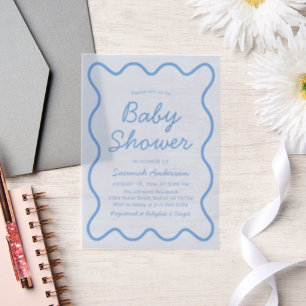 Wellige moderne kurvige Retro-Junge-Staubblau-Baby