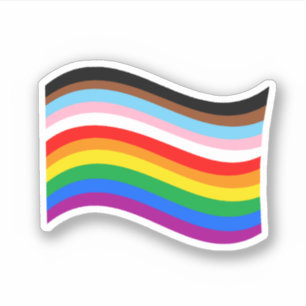 Wellige Progress Pride gestreifte Flagge Aufkleber