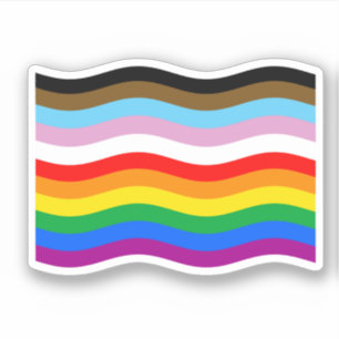 Wellige Progress Pride Gestreifte Flaggenaufkleber Aufkleber