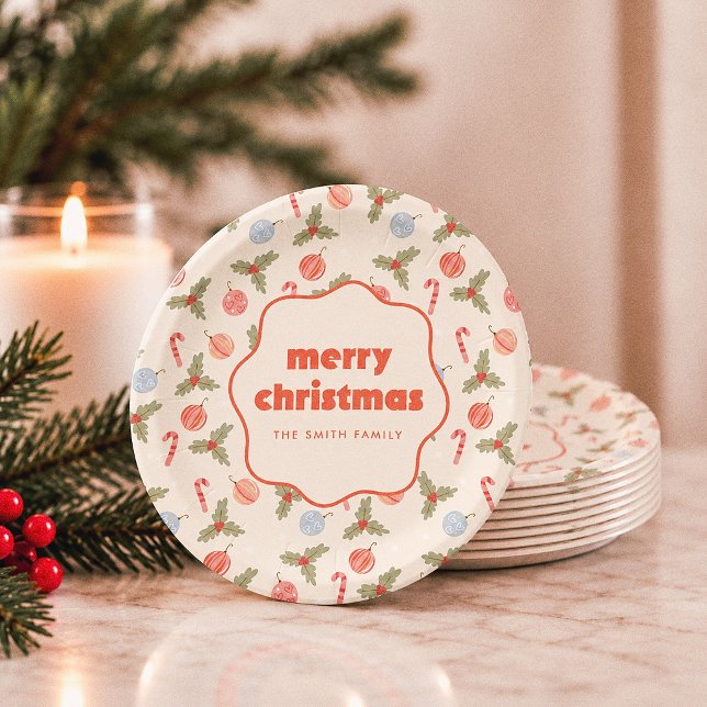 Wellige Rahmen-Frohe Weihnachten Pappteller (Von Creator hochgeladen)