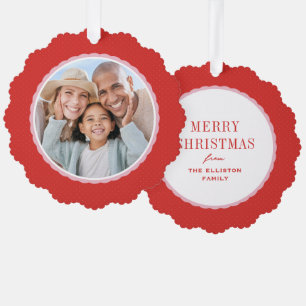 Wellige Rahmung rosa und rote ein Foto Weihnachten Ornament Karte