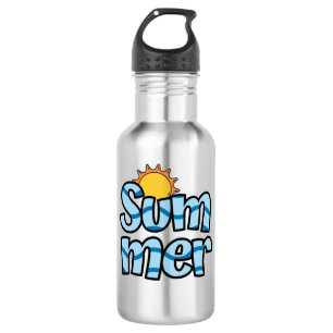 Wellige Sommer-Typografie tropisch Edelstahlflasche