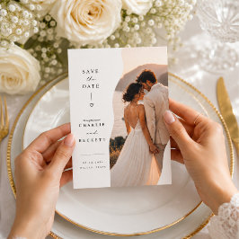 Wellige Split-Hochzeit Save The Date Foto Karte