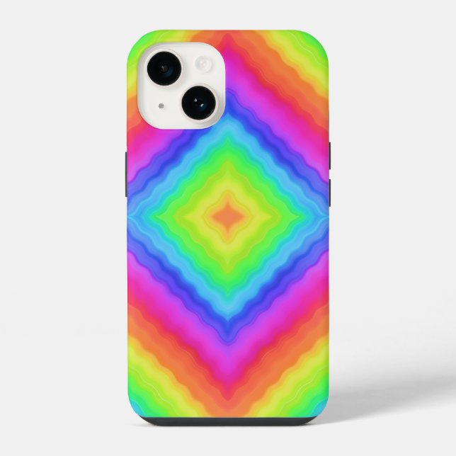 Welliges farbenfrohes quadratisches psychedelische iPhone hülle (Rückseite)