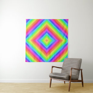 Welliges farbenfrohes quadratisches psychedelische wandteppich