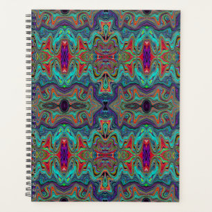 Welliges Meeresschaum Grün-Rotes Trippy-Muster Planer