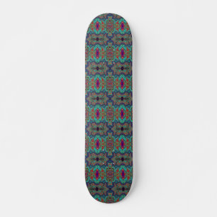 Welliges Meeresschaum Grün und Rotes Trippy-Muster Skateboard