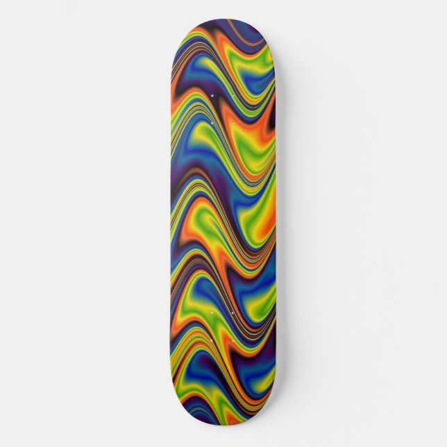 Welliges mehrfarbiges Abstrakt Skateboard (Vorderseite)