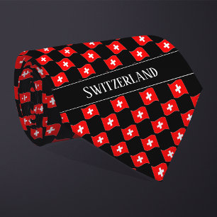 Welliges Schweiz-Flaggenmuster Krawatte