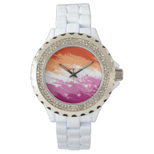 Welliges Trippy-Abstraktes Lesbisches Stolzflagge Armbanduhr