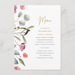 Wellington Boot Floral Menu Einschließkarte Begleitkarte