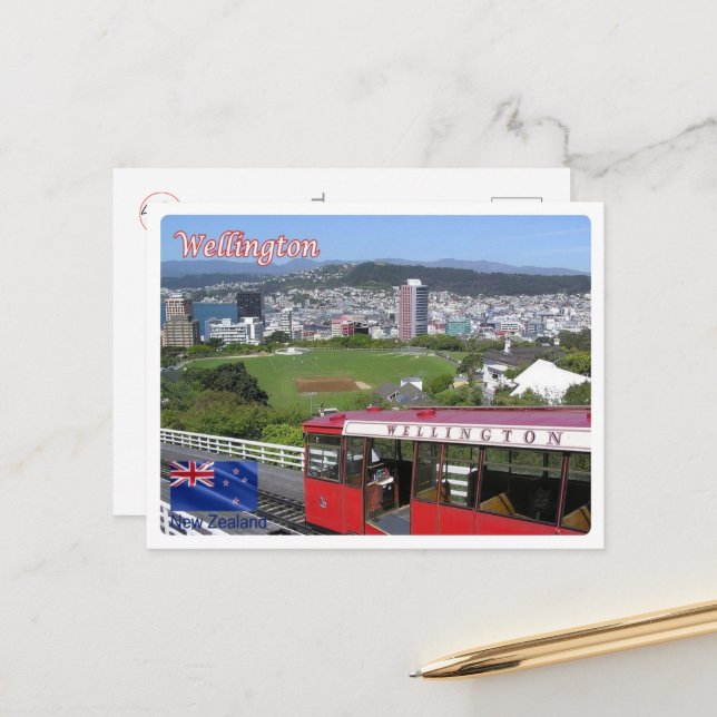 Wellington - Cable Car - Neuseeland - Postkarte (Vorderseite/Rückseite Beispiel)