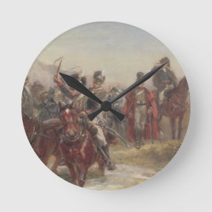 Wellington in Spanien (Öl auf Platte) (Paar von Runde Wanduhr