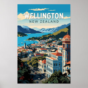 Wellington Neuseeland Reise Kunst Vintage Poster