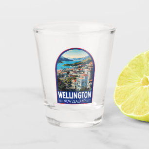 Wellington Neuseeland Reise Kunst Vintage Schnapsglas