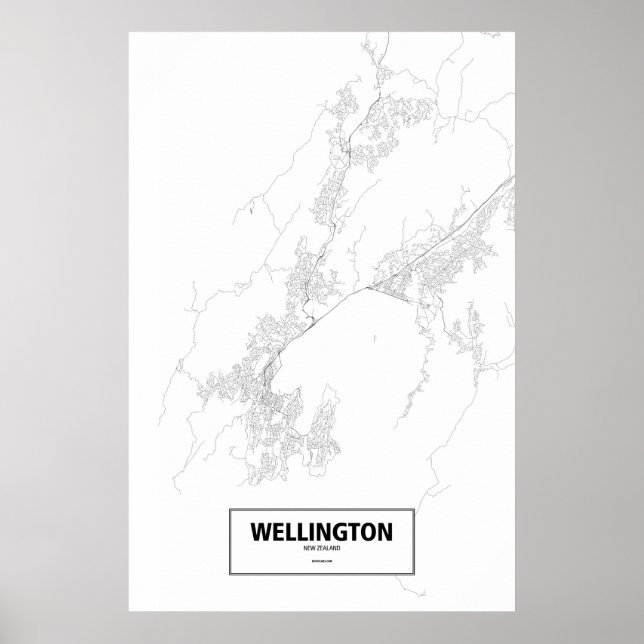 Wellington, Neuseeland (schwarz auf weiß) Poster (Vorne)