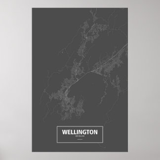 Wellington, Neuseeland (weiß auf Schwarzem) Poster