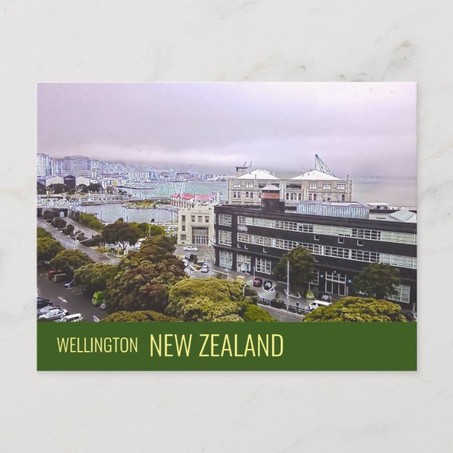 Wellington New Zealand Hauptstadt city travel Postkarte (Vorderseite)