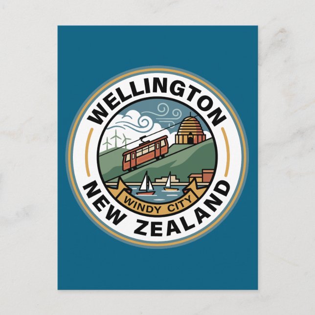 Wellington New Zealand Postkarte (Vorderseite)