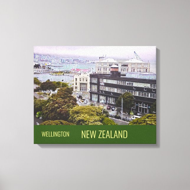 Wellington New Zealand Reiseprint Leinwanddruck (Vorderseite)