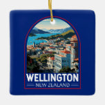 Wellington New Zealand Travel Art Vintag Keramikornament<br><div class="desc">Wellington retro Vektor Reise Design. Wellington,  die Hauptstadt Neuseelands,  liegt in der Nähe des südlichsten Punktes der Nordinsel an der Cook Straße.</div>