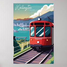 Wellington New Zealand Vintage Reise Illustration Poster