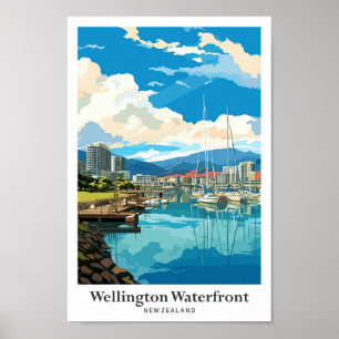 Wellington Waterfront Neuseeland Reisen Vintag Poster