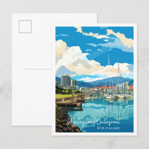 Wellington Waterfront Neuseeland Vintage-Reise Postkarte