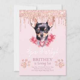Wellness-Center Birthday Elegante Dog Glitzer Einladung
