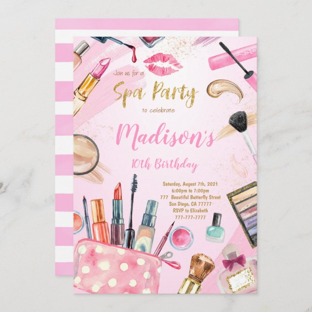 Wellness-Center Birthday Invites Einladung (Vorne/Hinten)