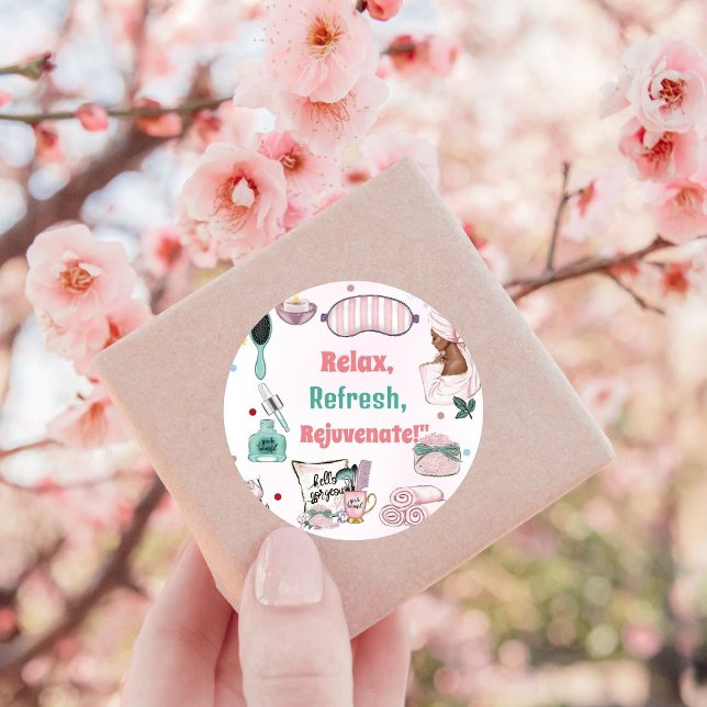 Wellness-Center Birthday Pamper Party Geburtstag Runder Aufkleber (Von Creator hochgeladen)