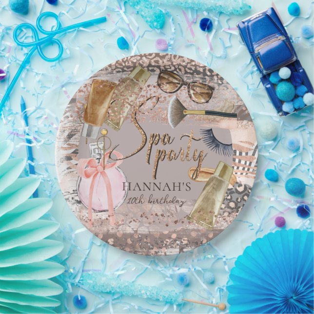 Wellness-Center Birthday Safari Glitzer Pappteller (Party)