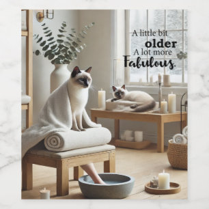 Wellness-Center Cat Geburtstag Thema Weinetikett