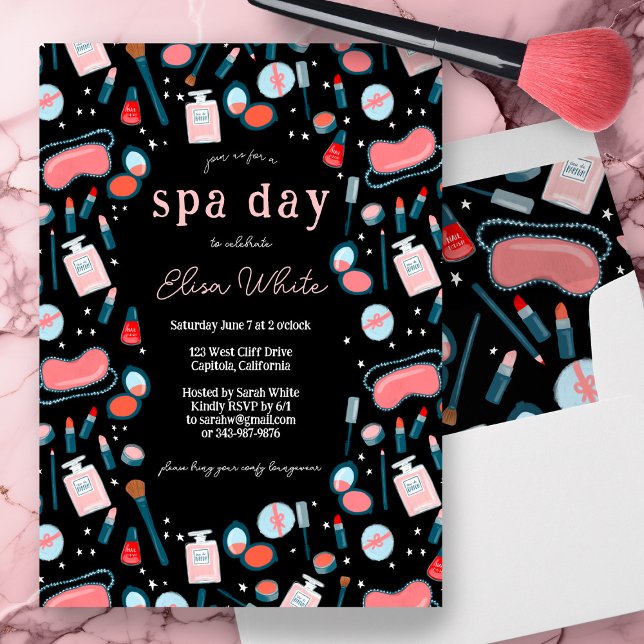 Wellness-Center Day Bridal Bachelorette Beauty Mak Einladung (Spa Day Bridal Shower Bachelorette Party Birthday Beauty Makeup CUSTOM Invitation)
