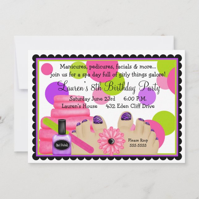 Wellness-Center Einladungen zu Geburtstagspartys (Vorderseite)