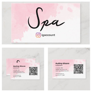 Wellness-Center Esthetician Watercolor QR-Code Visitenkarte