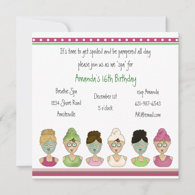 Wellness-Center Girls Einladung (Vorderseite)
