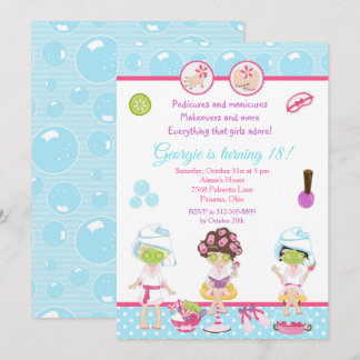 Wellness-Center Girls Pamper Geburtstagsparty Einladung