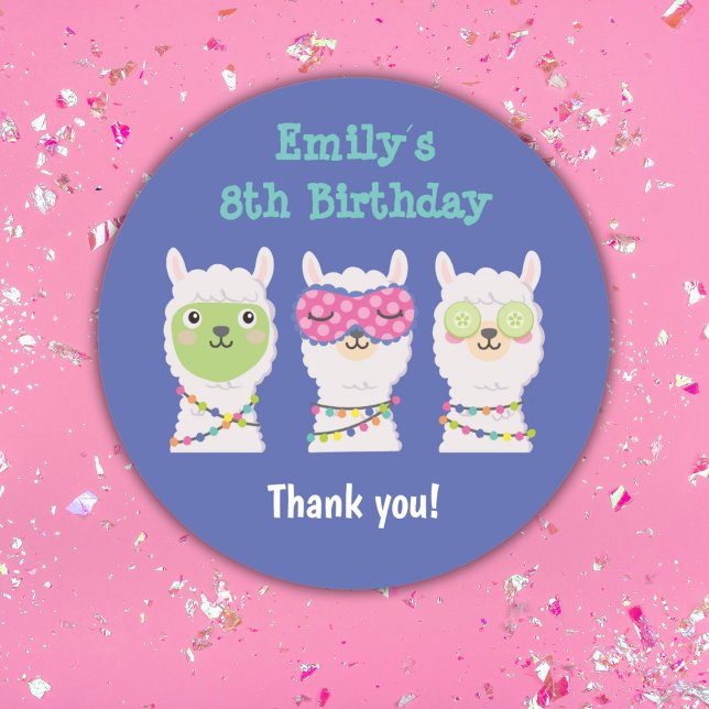 Wellness-Center Lama Party, Pyjama Party Runder Aufkleber (Von Creator hochgeladen)