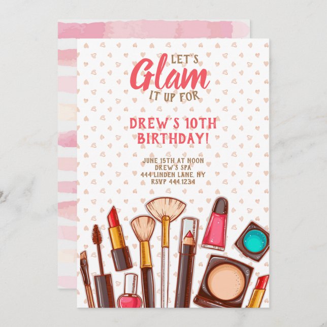 Wellness-Center-Make-upgeburtstags-Party Einladung (Vorne/Hinten)